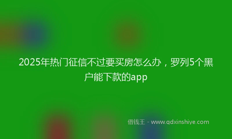 2025年热门征信不过要买房怎么办，罗列5个黑户能下款的app