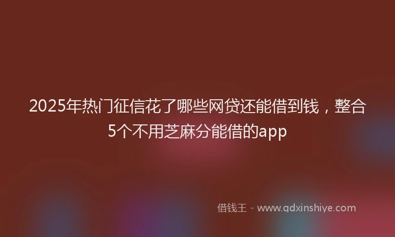 2025年热门征信花了哪些网贷还能借到钱，整合5个不用芝麻分能借的app