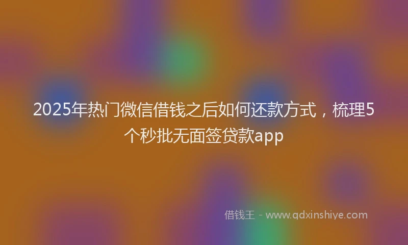 2025年热门微信借钱之后如何还款方式，梳理5个秒批无面签贷款app