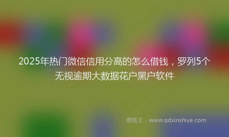 2025年热门微信信用分高的怎么借钱，罗列5个无视逾期大数据花户黑户软件