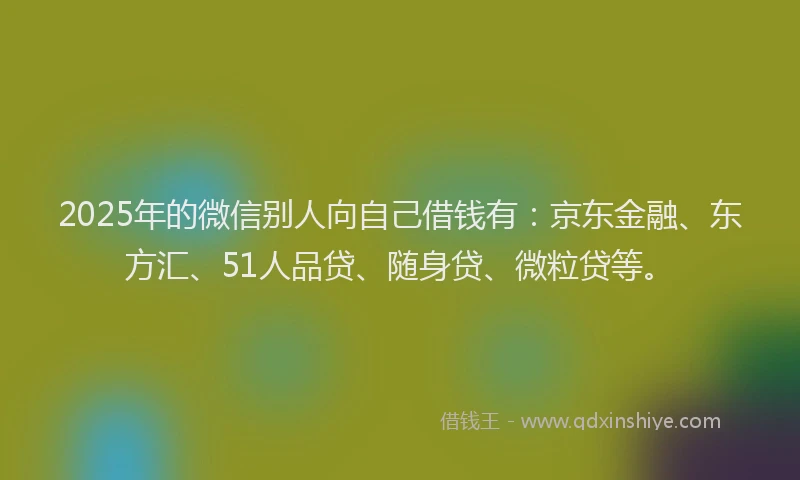 2025年的微信别人向自己借钱有：京东金融、东方汇、51人品贷、随身贷、微粒贷等。