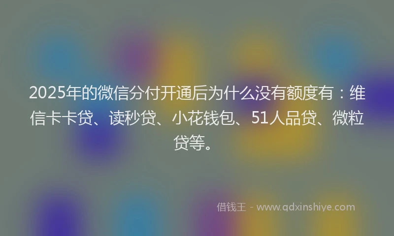 2025年的微信分付开通后为什么没有额度有：维信卡卡贷、读秒贷、小花钱包、51人品贷、微粒贷等。
