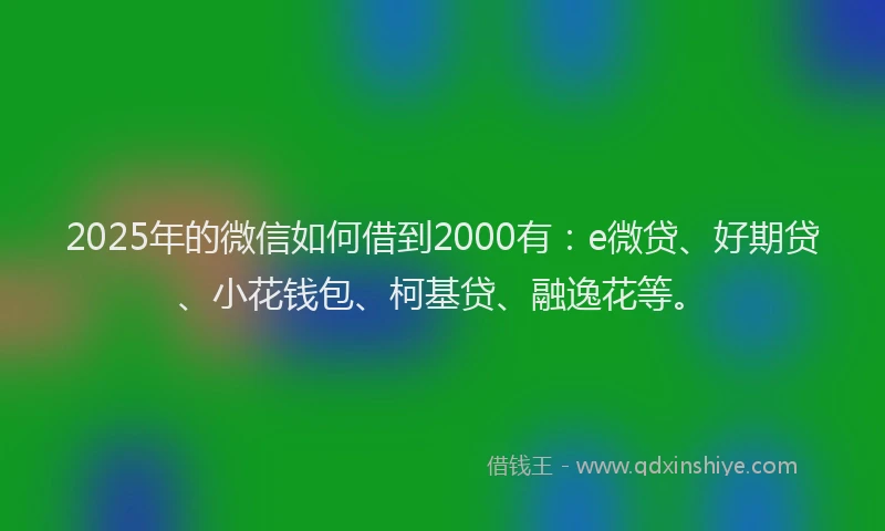 2025年的微信如何借到2000有：e微贷、好期贷、小花钱包、柯基贷、融逸花等。