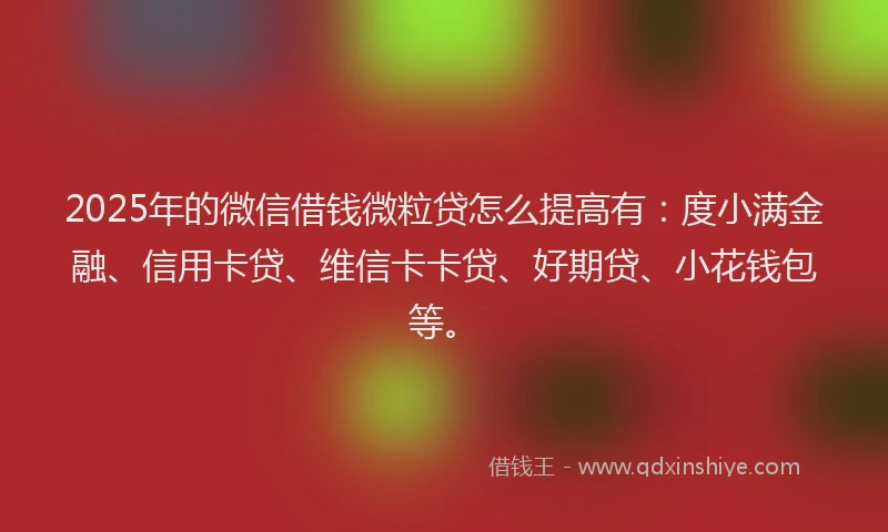 2025年的微信借钱微粒贷怎么提高有：度小满金融、信用卡贷、维信卡卡贷、好期贷、小花钱包等。