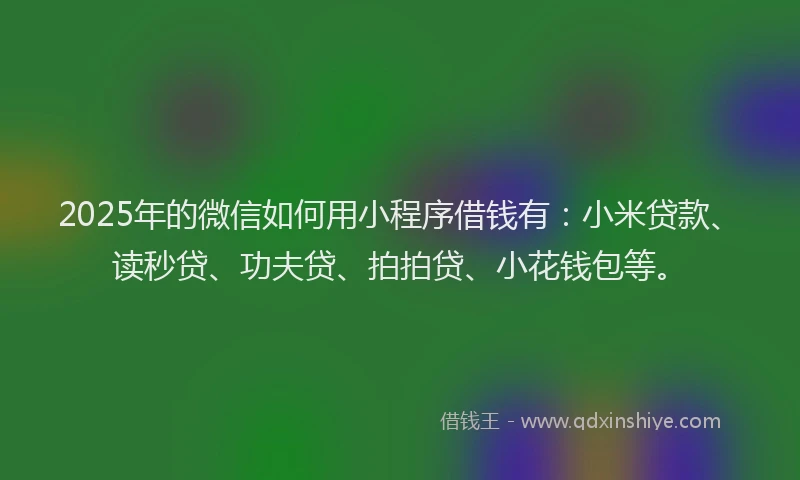 2025年的微信如何用小程序借钱有：小米贷款、读秒贷、功夫贷、拍拍贷、小花钱包等。