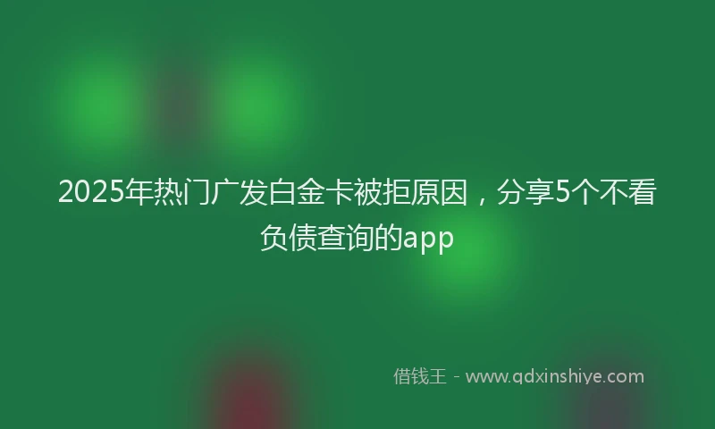 2025年热门广发白金卡被拒原因，分享5个不看负债查询的app