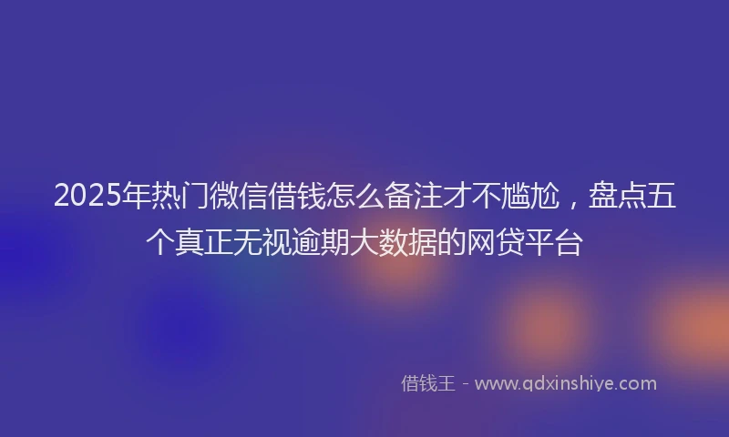 2025年热门微信借钱怎么备注才不尴尬，盘点五个真正无视逾期大数据的网贷平台
