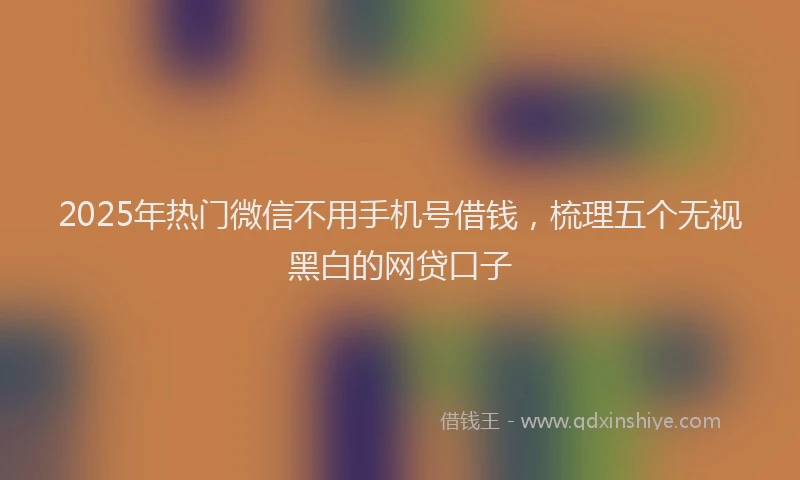 2025年热门微信不用手机号借钱，梳理五个无视黑白的网贷口子
