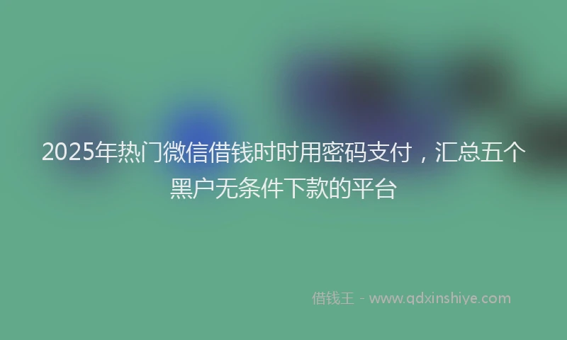 2025年热门微信借钱时时用密码支付，汇总五个黑户无条件下款的平台