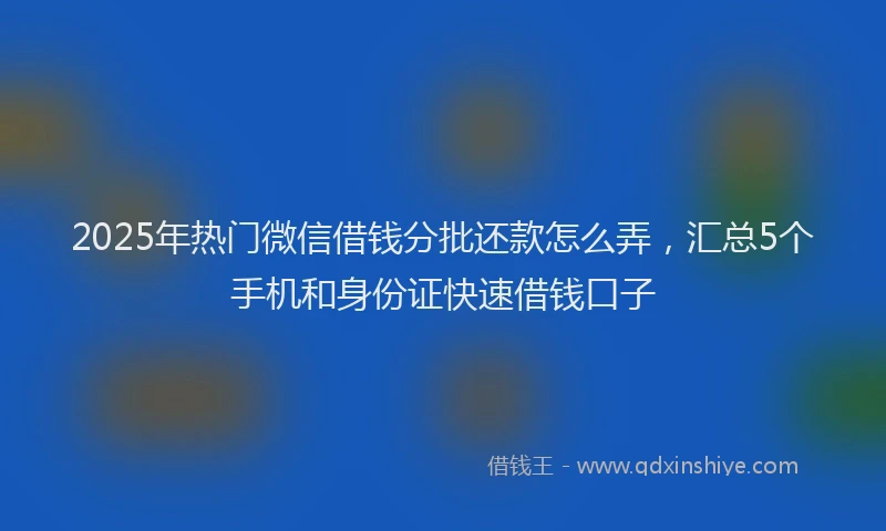 2025年热门微信借钱分批还款怎么弄，汇总5个手机和身份证快速借钱口子