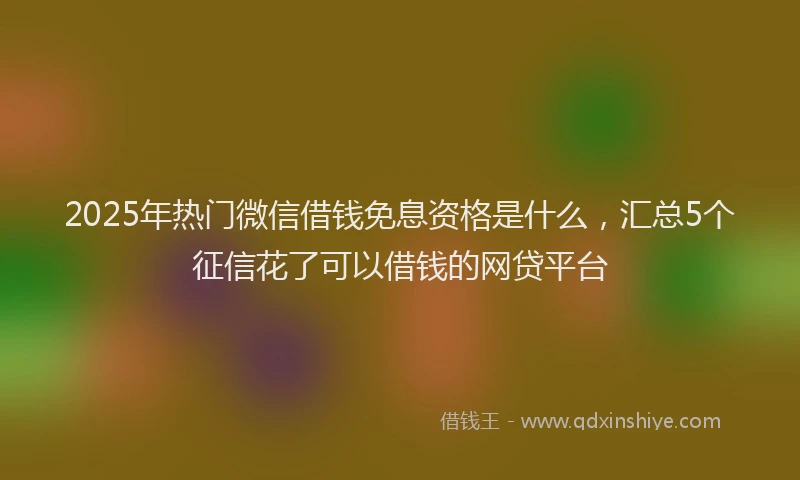 2025年热门微信借钱免息资格是什么，汇总5个征信花了可以借钱的网贷平台