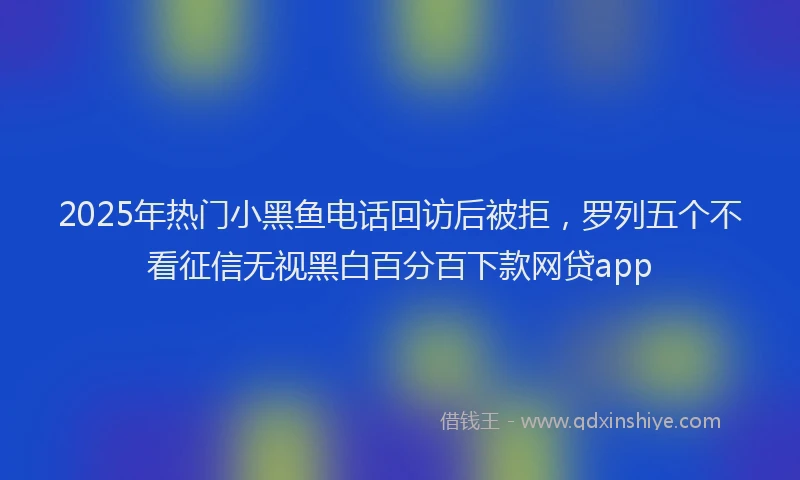 2025年热门小黑鱼电话回访后被拒，罗列五个不看征信无视黑白百分百下款网贷app