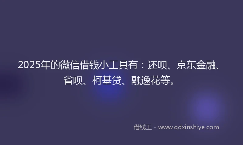 2025年的微信借钱小工具有：还呗、京东金融、省呗、柯基贷、融逸花等。