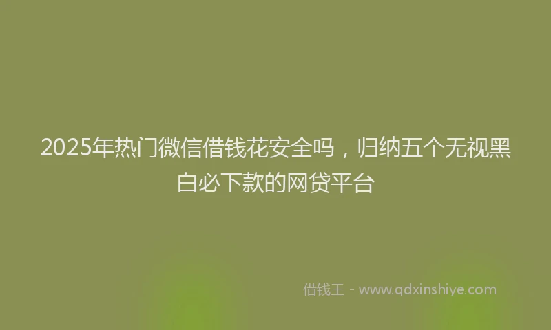 2025年热门微信借钱花安全吗，归纳五个无视黑白必下款的网贷平台