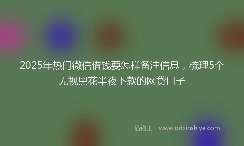 2025年热门微信借钱要怎样备注信息，梳理5个无视黑花半夜下款的网贷口子
