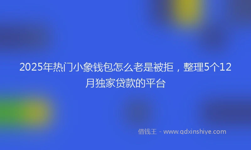 2025年热门小象钱包怎么老是被拒，整理5个12月独家贷款的平台
