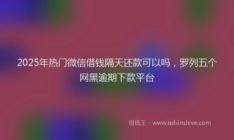 2025年热门微信借钱隔天还款可以吗，罗列五个网黑逾期下款平台