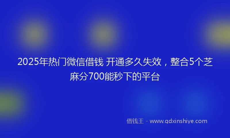2025年热门微信借钱 开通多久失效，整合5个芝麻分700能秒下的平台