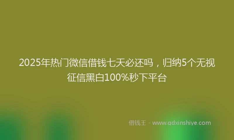 2025年热门微信借钱七天必还吗，归纳5个无视征信黑白100%秒下平台