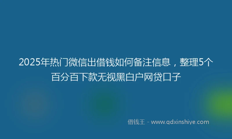 2025年热门微信出借钱如何备注信息，整理5个百分百下款无视黑白户网贷口子