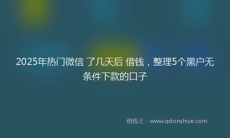 2025年热门微信 了几天后 借钱，整理5个黑户无条件下款的口子