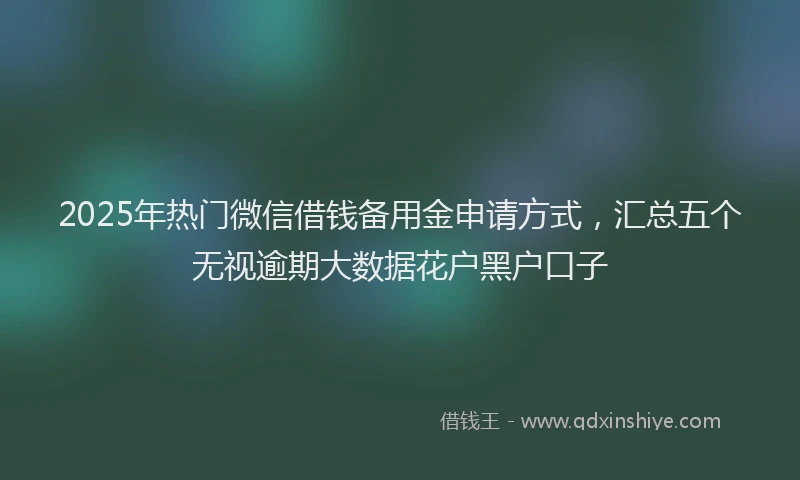 2025年热门微信借钱备用金申请方式，汇总五个无视逾期大数据花户黑户口子