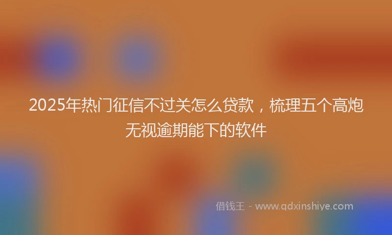2025年热门征信不过关怎么贷款，梳理五个高炮无视逾期能下的软件