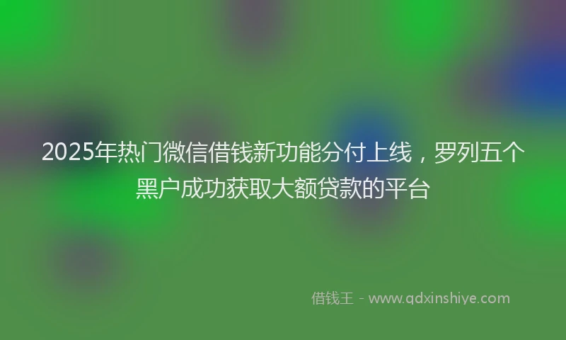 2025年热门微信借钱新功能分付上线，罗列五个黑户成功获取大额贷款的平台