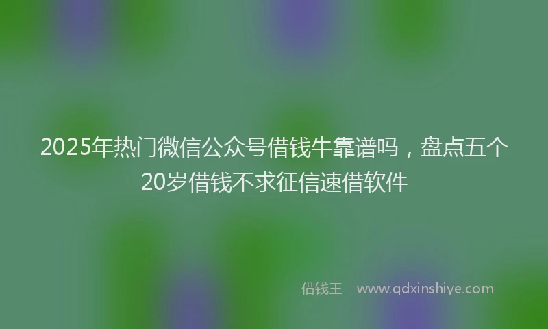 2025年热门微信公众号借钱牛靠谱吗，盘点五个20岁借钱不求征信速借软件
