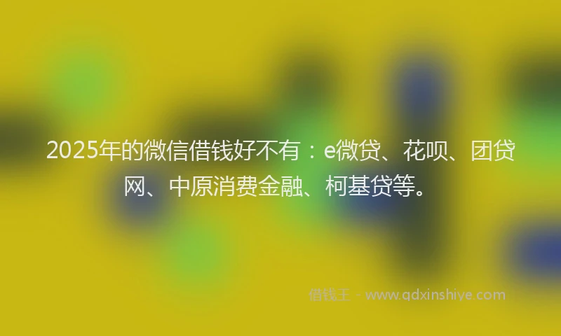 2025年的微信借钱好不有：e微贷、花呗、团贷网、中原消费金融、柯基贷等。