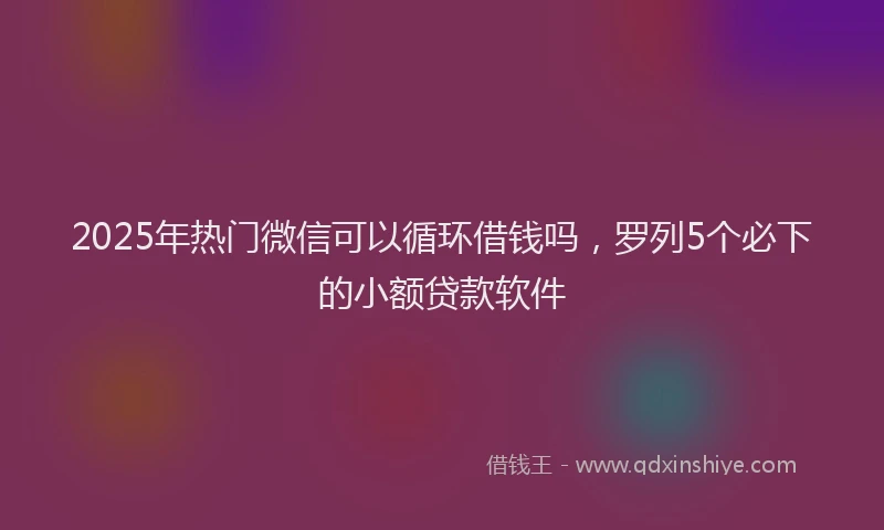 2025年热门微信可以循环借钱吗，罗列5个必下的小额贷款软件