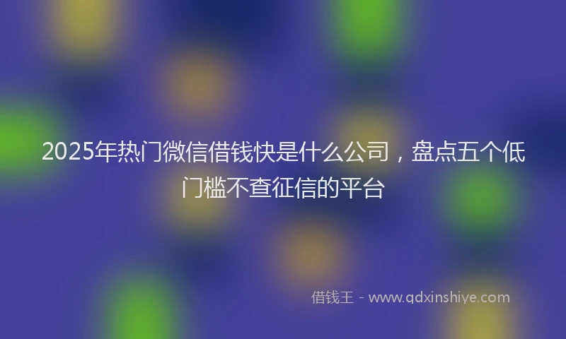 2025年热门微信借钱快是什么公司，盘点五个低门槛不查征信的平台