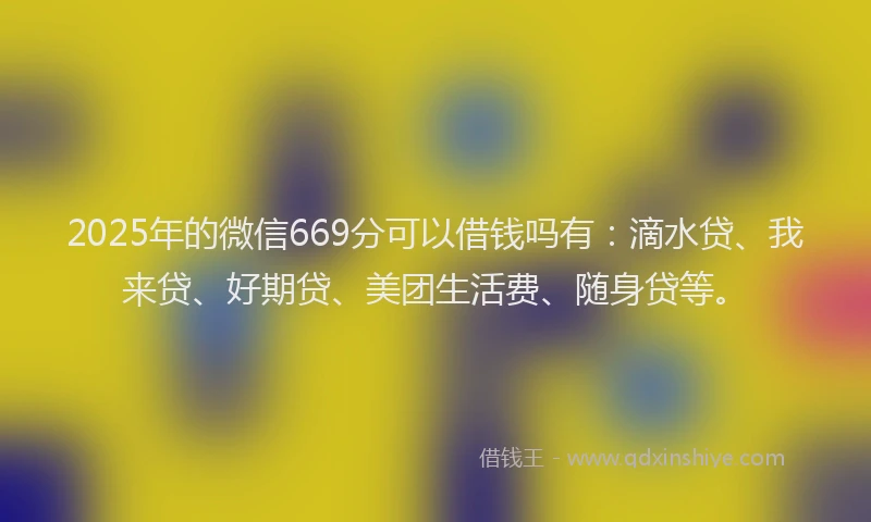 2025年的微信669分可以借钱吗有：滴水贷、我来贷、好期贷、美团生活费、随身贷等。