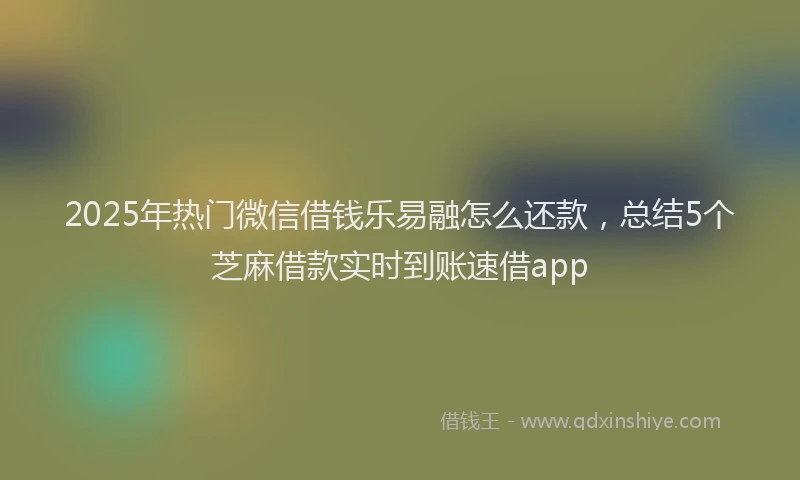 2025年热门微信借钱乐易融怎么还款，总结5个芝麻借款实时到账速借app