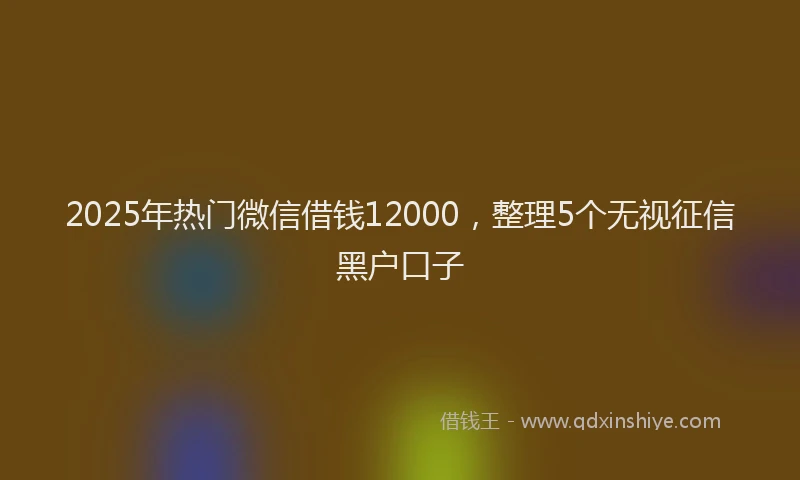 2025年热门微信借钱12000，整理5个无视征信黑户口子