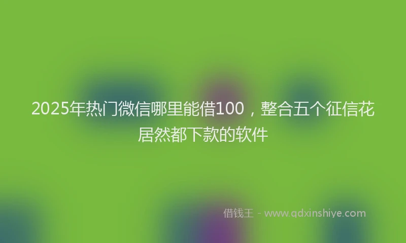 2025年热门微信哪里能借100，整合五个征信花居然都下款的软件