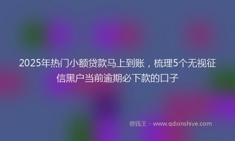 2025年热门小额贷款马上到账，梳理5个无视征信黑户当前逾期必下款的口子