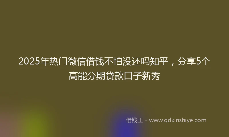 2025年热门微信借钱不怕没还吗知乎，分享5个高能分期贷款口子新秀