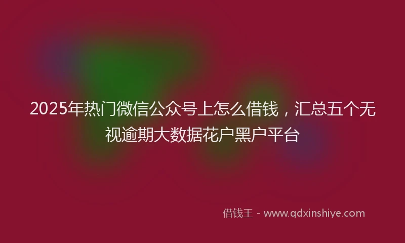 2025年热门微信公众号上怎么借钱，汇总五个无视逾期大数据花户黑户平台