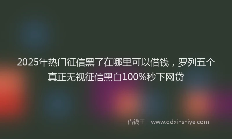 2025年热门征信黑了在哪里可以借钱，罗列五个真正无视征信黑白100%秒下网贷