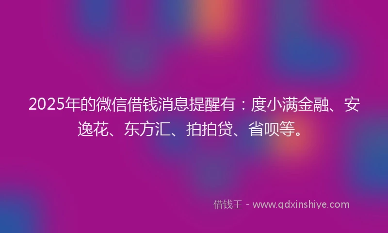 2025年的微信借钱消息提醒有：度小满金融、安逸花、东方汇、拍拍贷、省呗等。