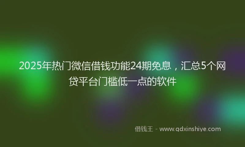 2025年热门微信借钱功能24期免息，汇总5个网贷平台门槛低一点的软件