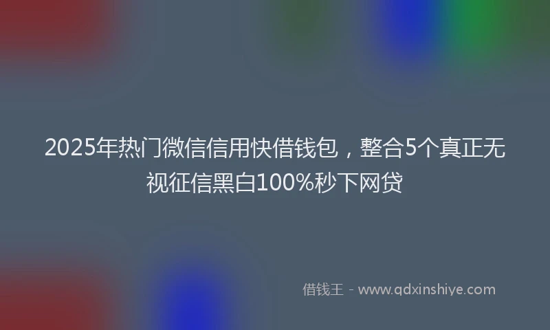 2025年热门微信信用快借钱包，整合5个真正无视征信黑白100%秒下网贷