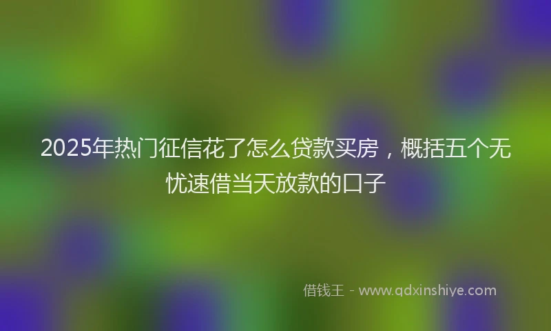 2025年热门征信花了怎么贷款买房，概括五个无忧速借当天放款的口子