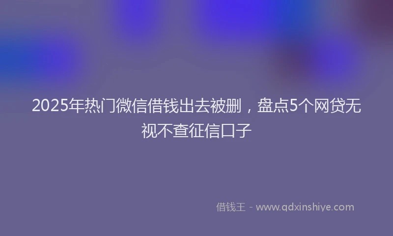 2025年热门微信借钱出去被删，盘点5个网贷无视不查征信口子
