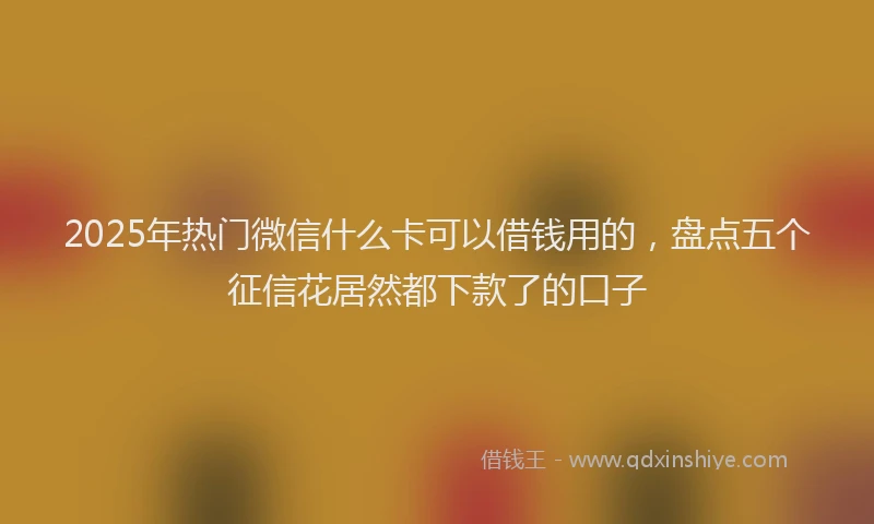 2025年热门微信什么卡可以借钱用的，盘点五个征信花居然都下款了的口子