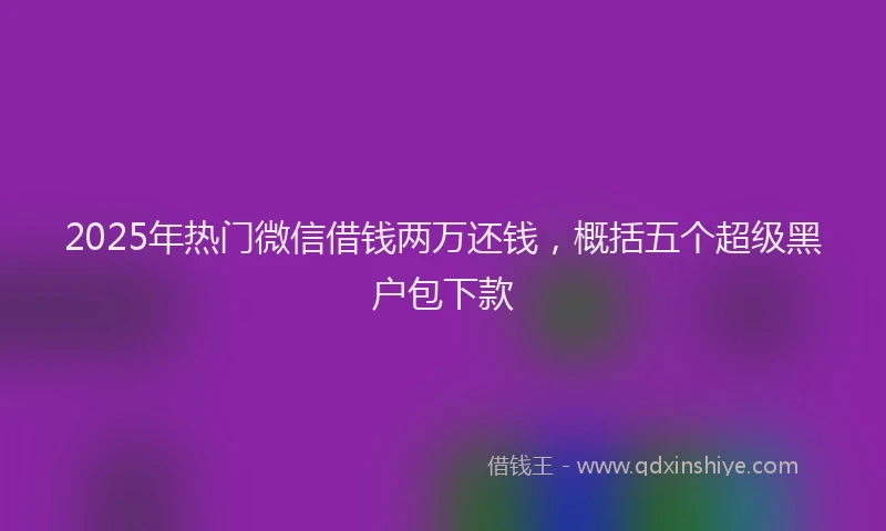 2025年热门微信借钱两万还钱，概括五个超级黑户包下款