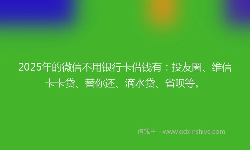 2025年的微信不用银行卡借钱有：投友圈、维信卡卡贷、替你还、滴水贷、省呗等。