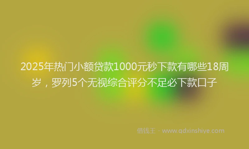 2025年热门小额贷款1000元秒下款有哪些18周岁，罗列5个无视综合评分不足必下款口子