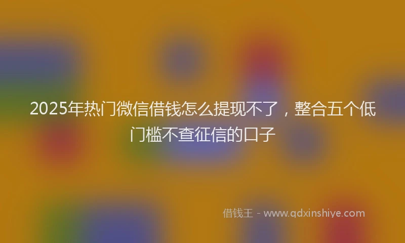 2025年热门微信借钱怎么提现不了，整合五个低门槛不查征信的口子